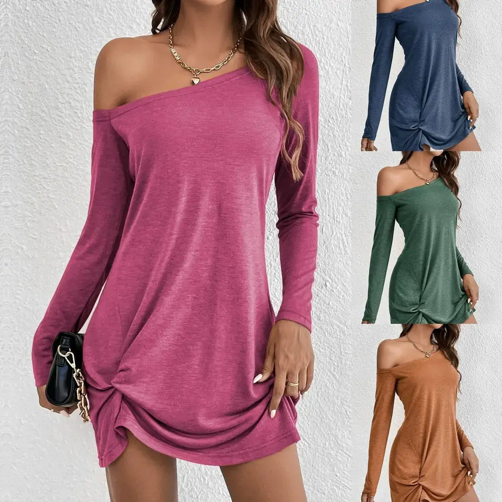 ZARA New Spring Summer Long Sleeve Loose Solid T-Shirt Dress Casual